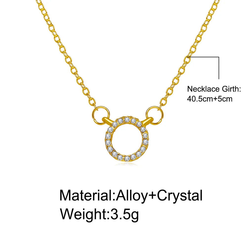 2022 Trend Elegant Jewelry Crystal Circle Pendant Necklace Golden Color Unquie Women Fashion Necklace Wholesale