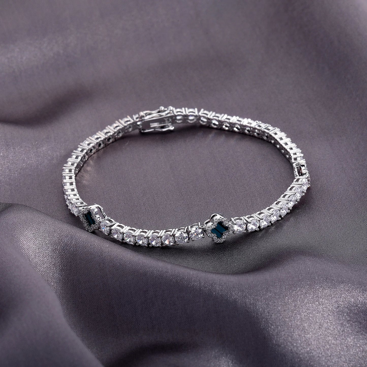 JINAO New Hip Hop Four Leaf Clover Full Iced Out luxury Fashion 4mm Tennis Chain Necklace & Bracelet Set Charm Jeweley For Women