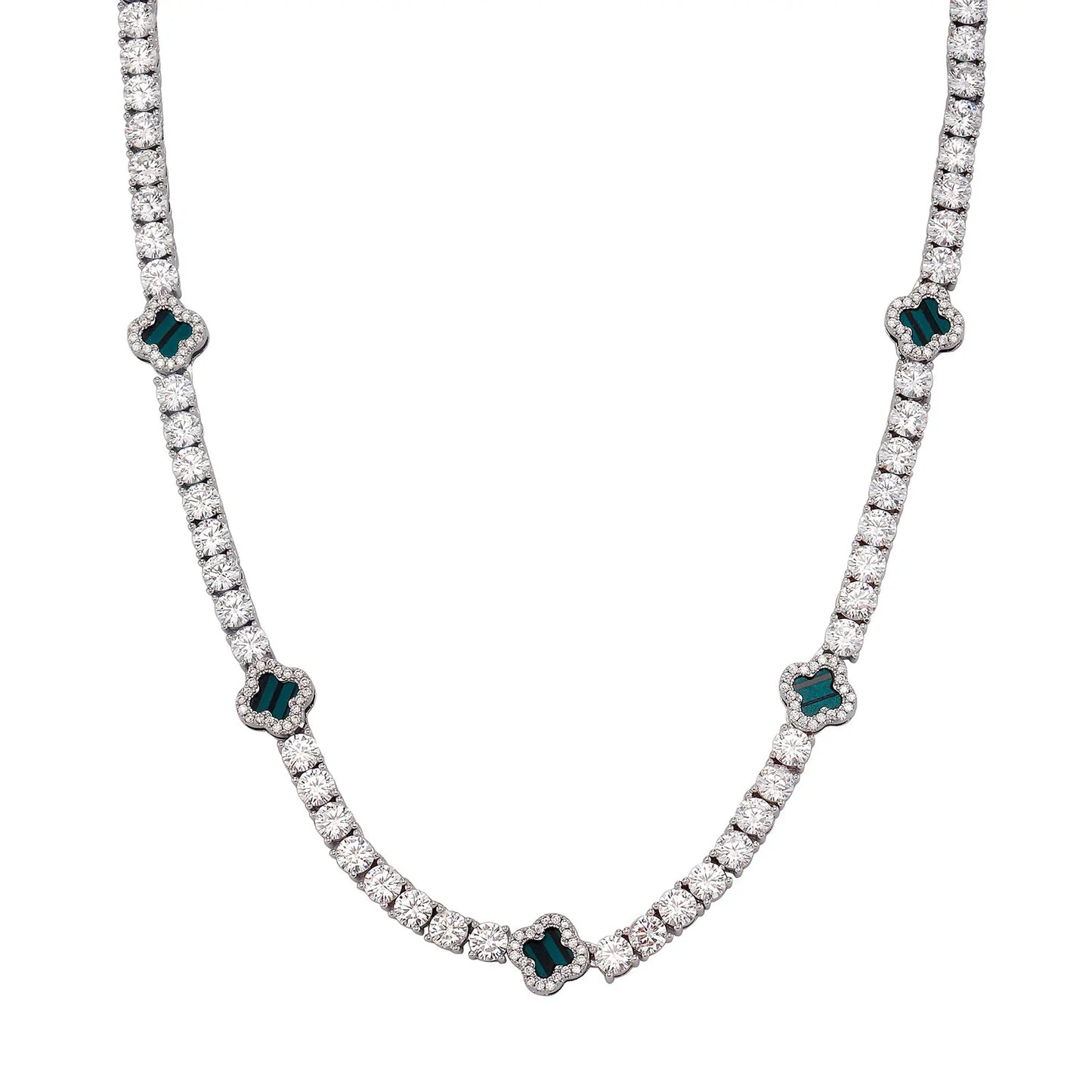 JINAO New Hip Hop Four Leaf Clover Full Iced Out luxury Fashion 4mm Tennis Chain Necklace & Bracelet Set Charm Jeweley For Women