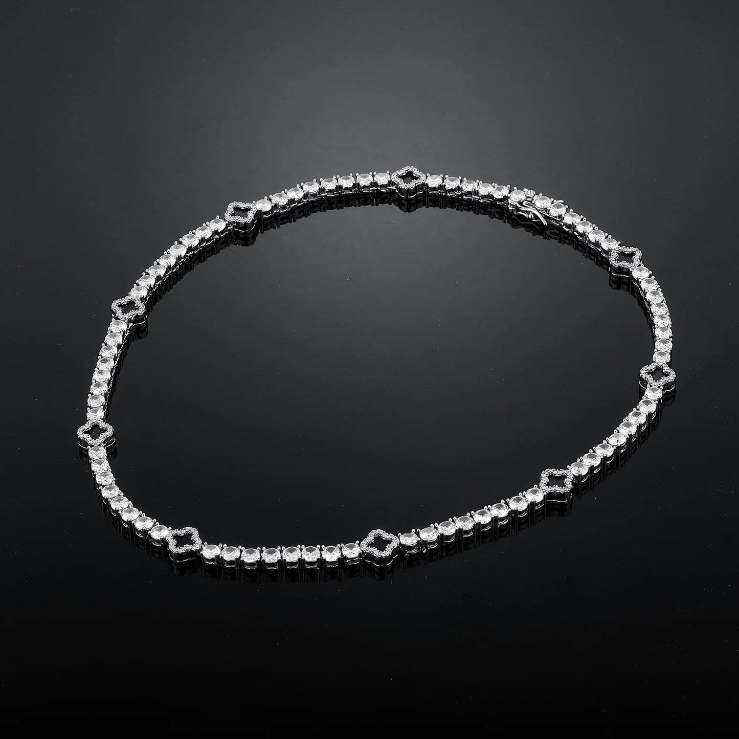 JINAO New Hip Hop Four Leaf Clover Full Iced Out luxury Fashion 4mm Tennis Chain Necklace & Bracelet Set Charm Jeweley For Women