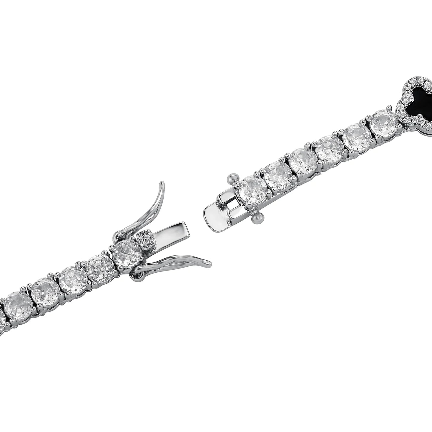 JINAO New Hip Hop Four Leaf Clover Full Iced Out luxury Fashion 4mm Tennis Chain Necklace & Bracelet Set Charm Jeweley For Women