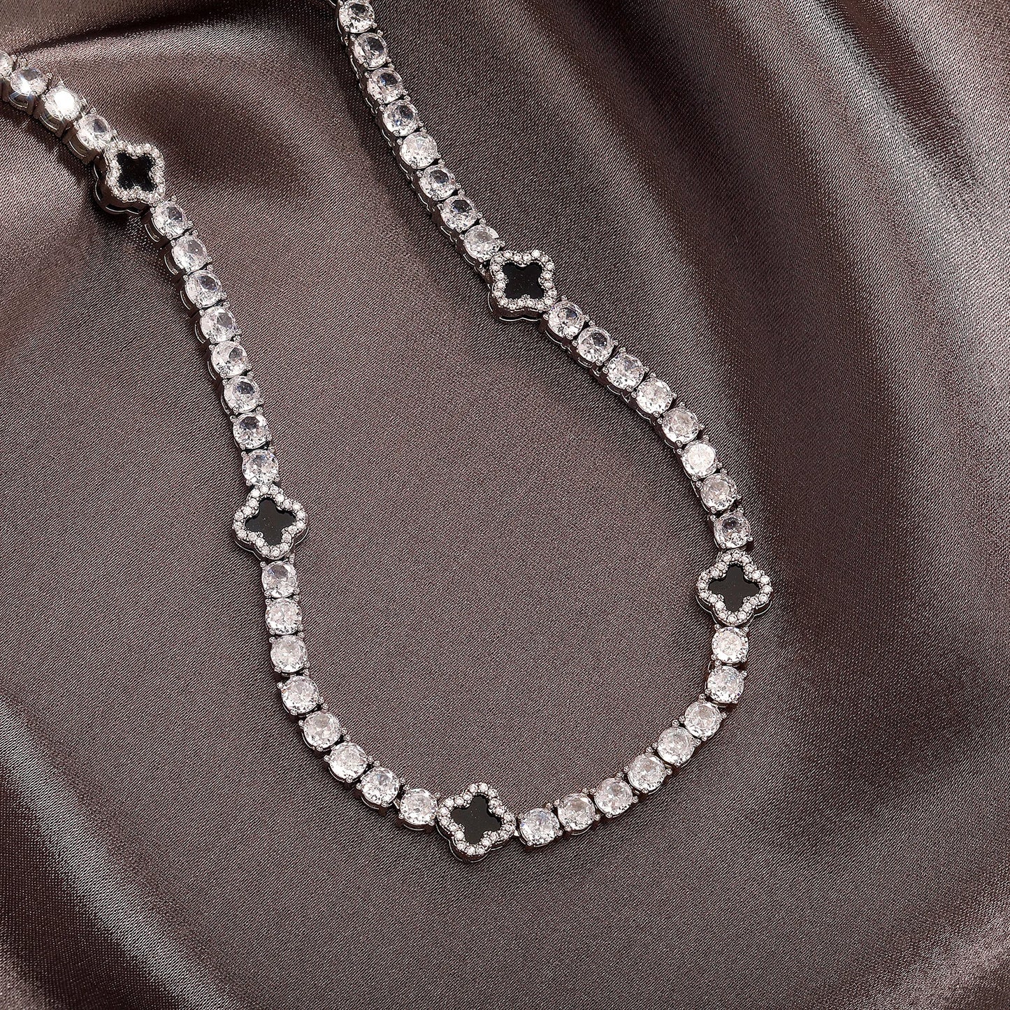 JINAO New Hip Hop Four Leaf Clover Full Iced Out luxury Fashion 4mm Tennis Chain Necklace & Bracelet Set Charm Jeweley For Women